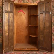 Small English oak wardrobe from the early 20th century with unusual proportions, a rarity.