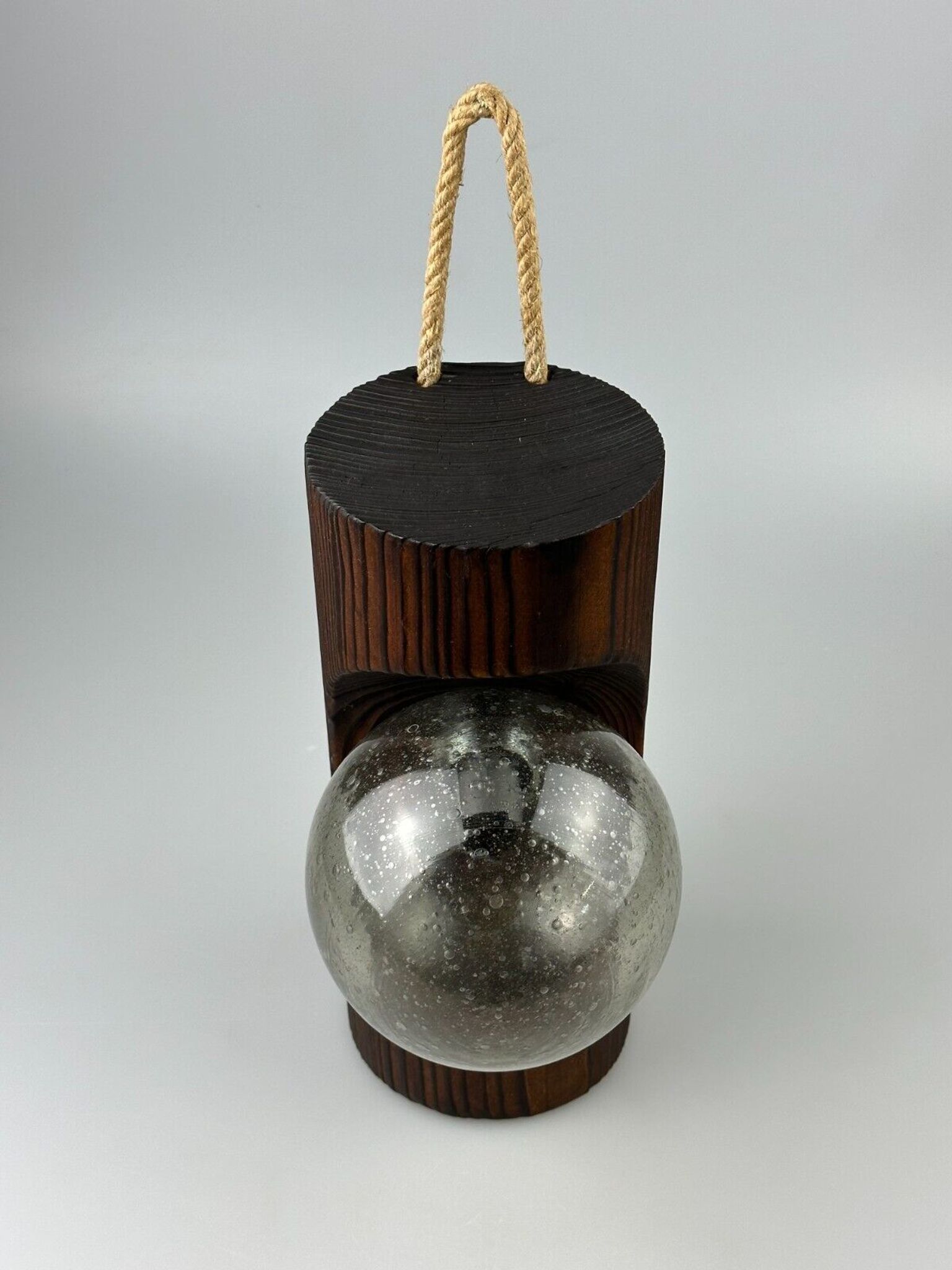 60s 70s Wall Lamp Wood Glass Wall Sconce Brutalist Temde Leuchten Switzerland