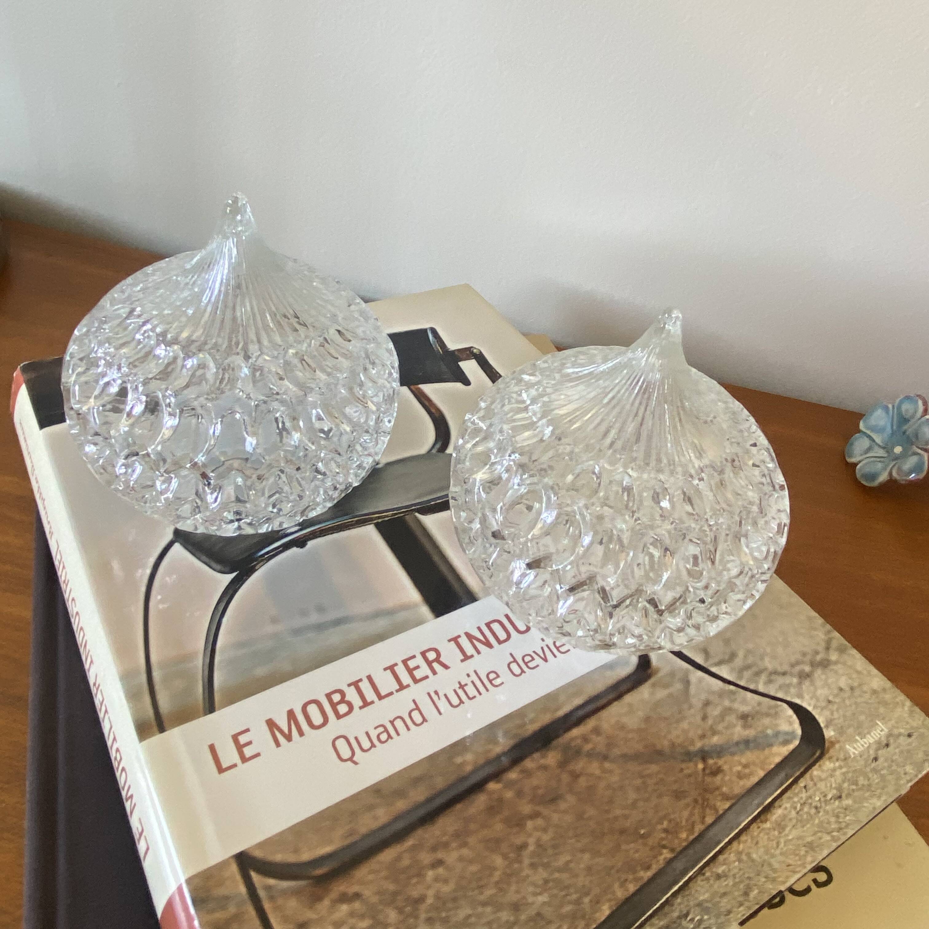 2 small antique transparent glass globes for wall lamp chandelier.