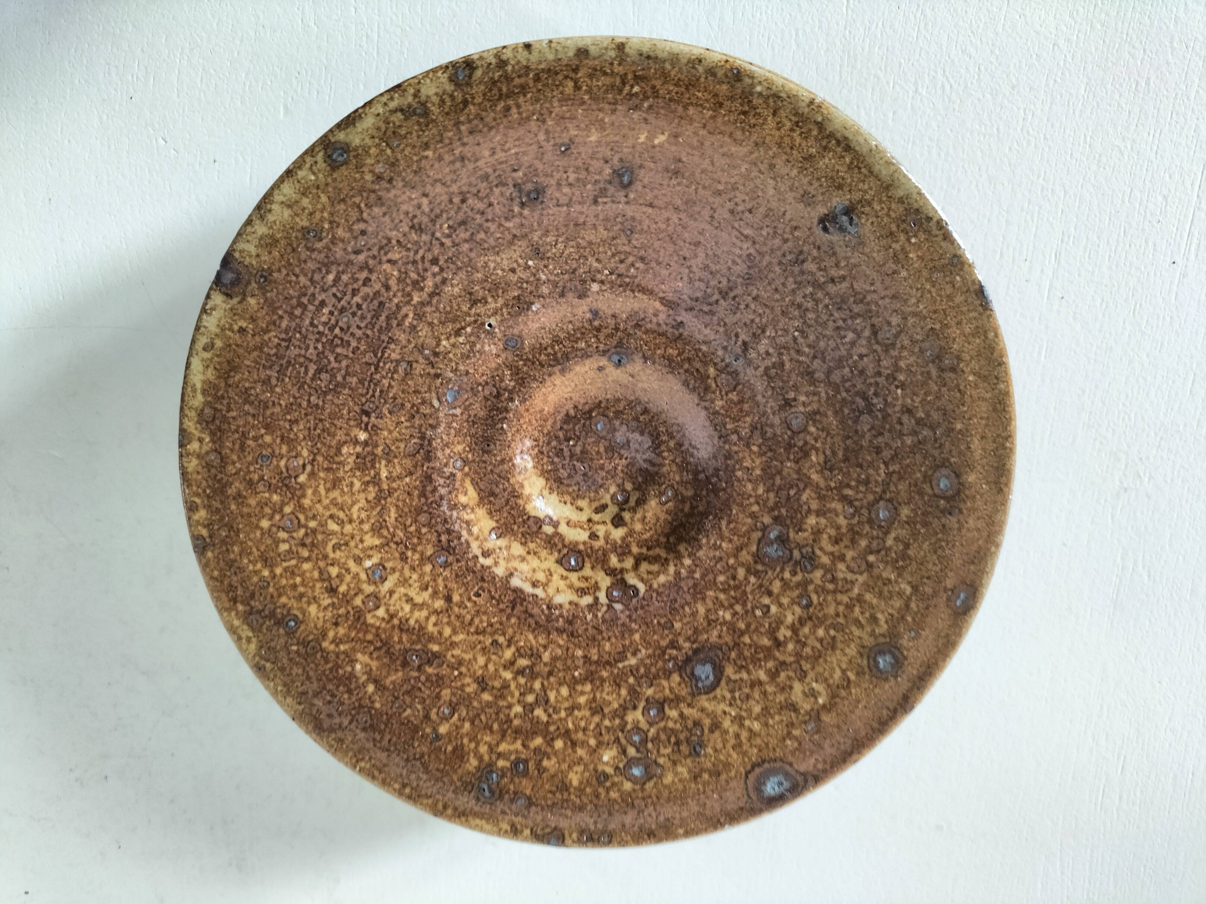 Set of three cups and saucers in pyrite stoneware - Charles Gaudry, Puisaye