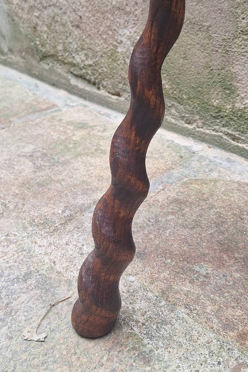 Turned wooden tripod stool