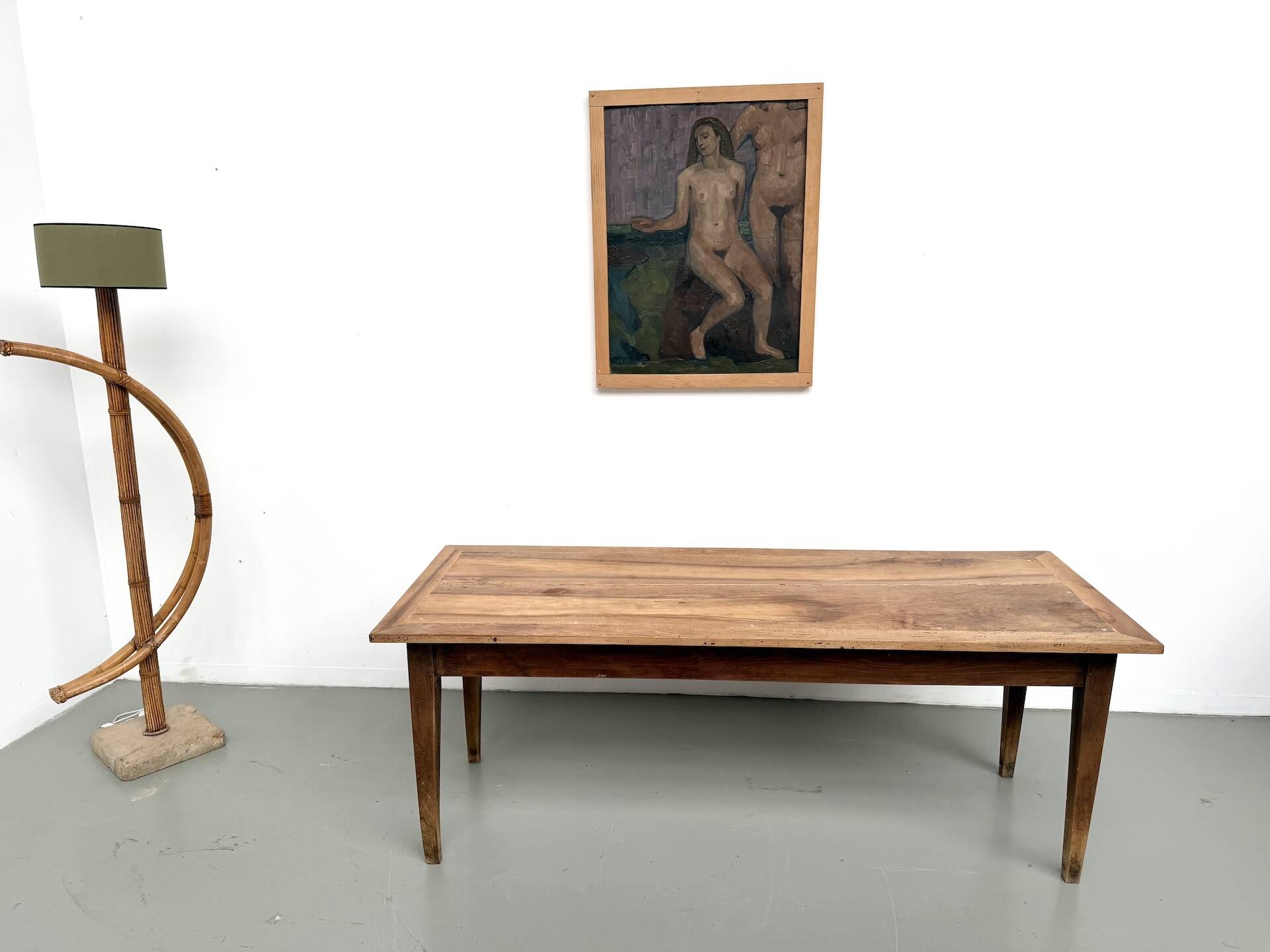 Solid walnut farmhouse table, 1950s.