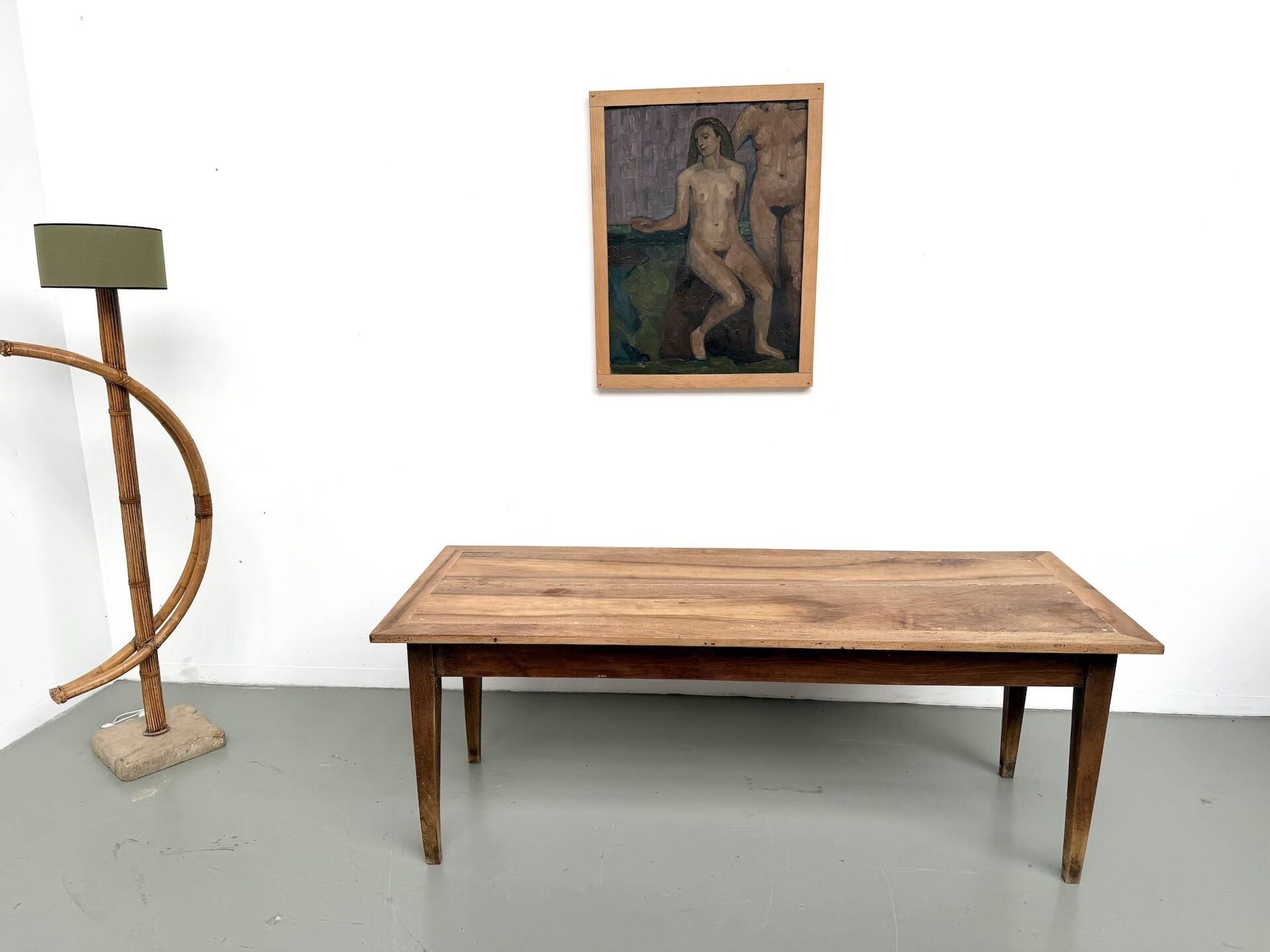 Table de ferme en noyer massif, années 50
