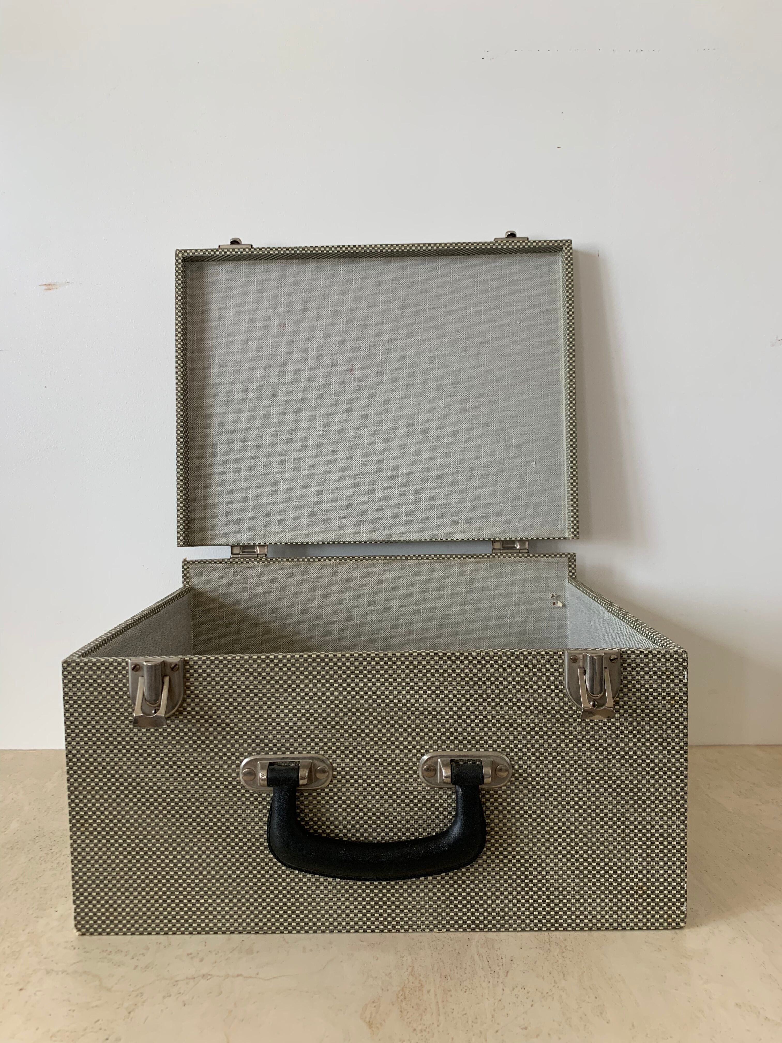 Suitcase, vintage upholstered box