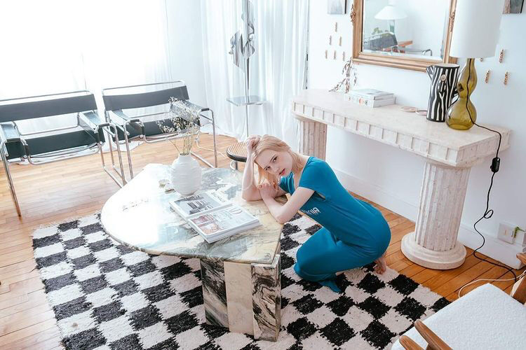 Marble table drop shape Roche Bobois vintage