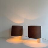 Pair of vintage table lamps, white and brown, “slim” by Gramigna for Quattrifolio, 1964 Italy