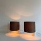 Pair of vintage table lamps, white and brown, “slim” by Gramigna for Quattrifolio, 1964 Italy