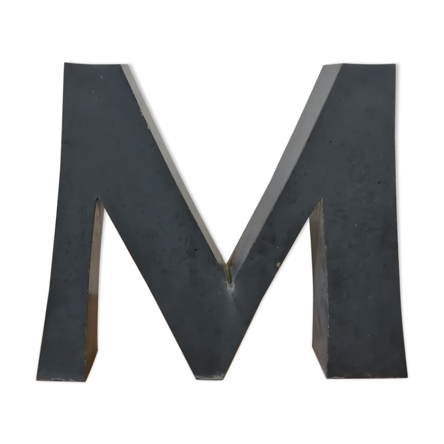 Letter M old embossed and zinc