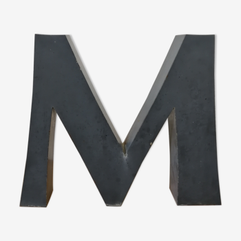 Letter M old embossed and zinc