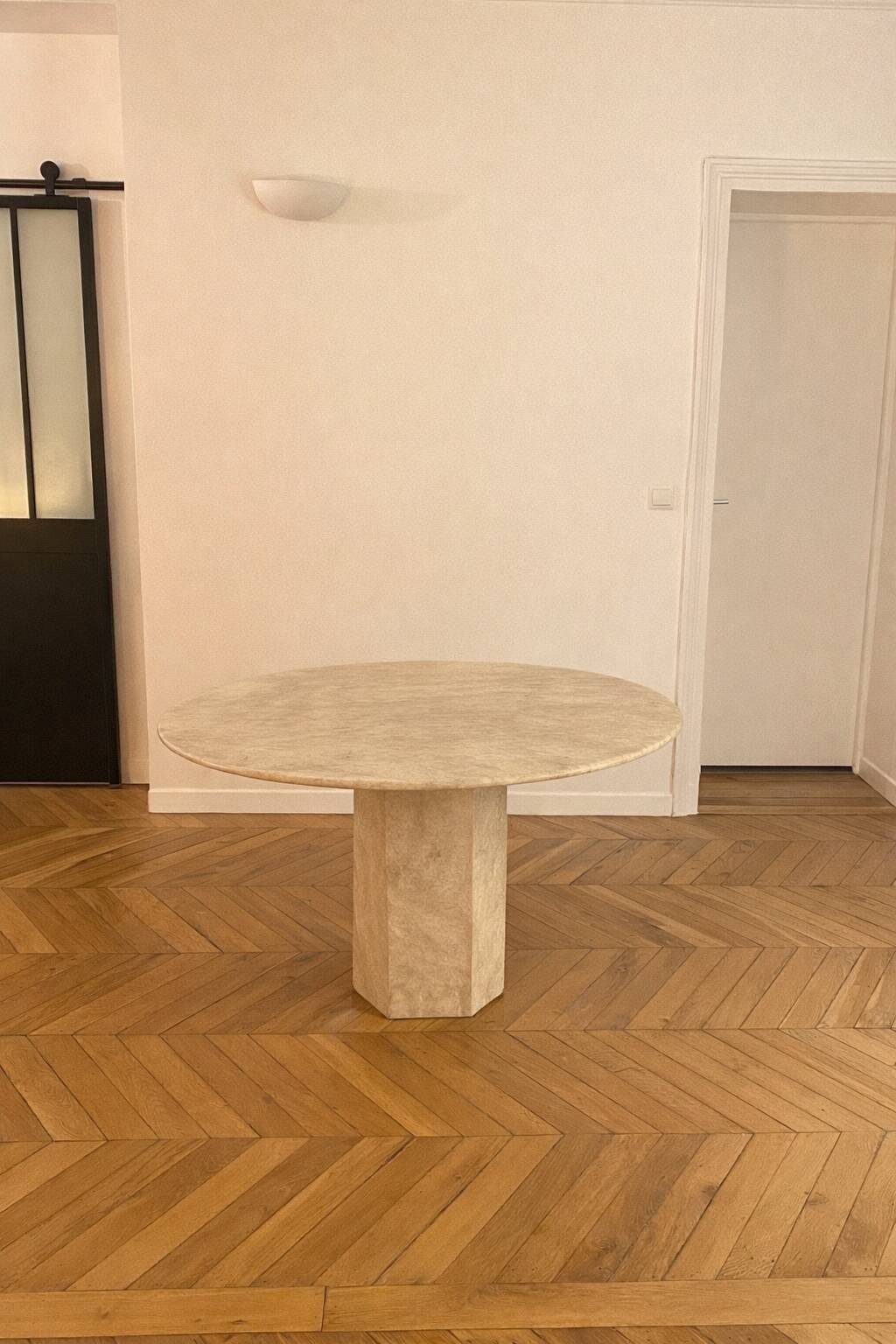 Travertine dining table
