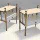 Pair of Brass and White Lacquered Nightstands with Marble Tops, Italy