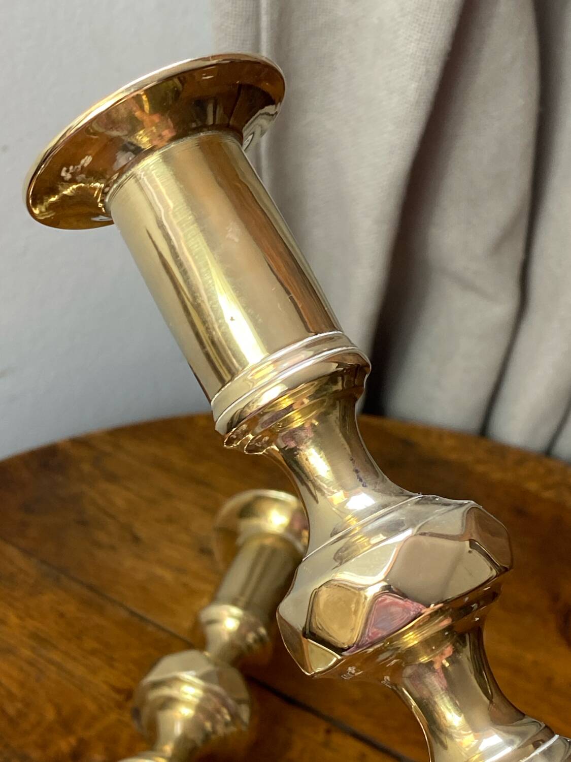 Pair of solid brass candlesticks, Georgian style