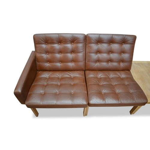 Vintage Danish design Ole Gjerlov Knudsen & Torben Lind modular leather oak couple of sofas