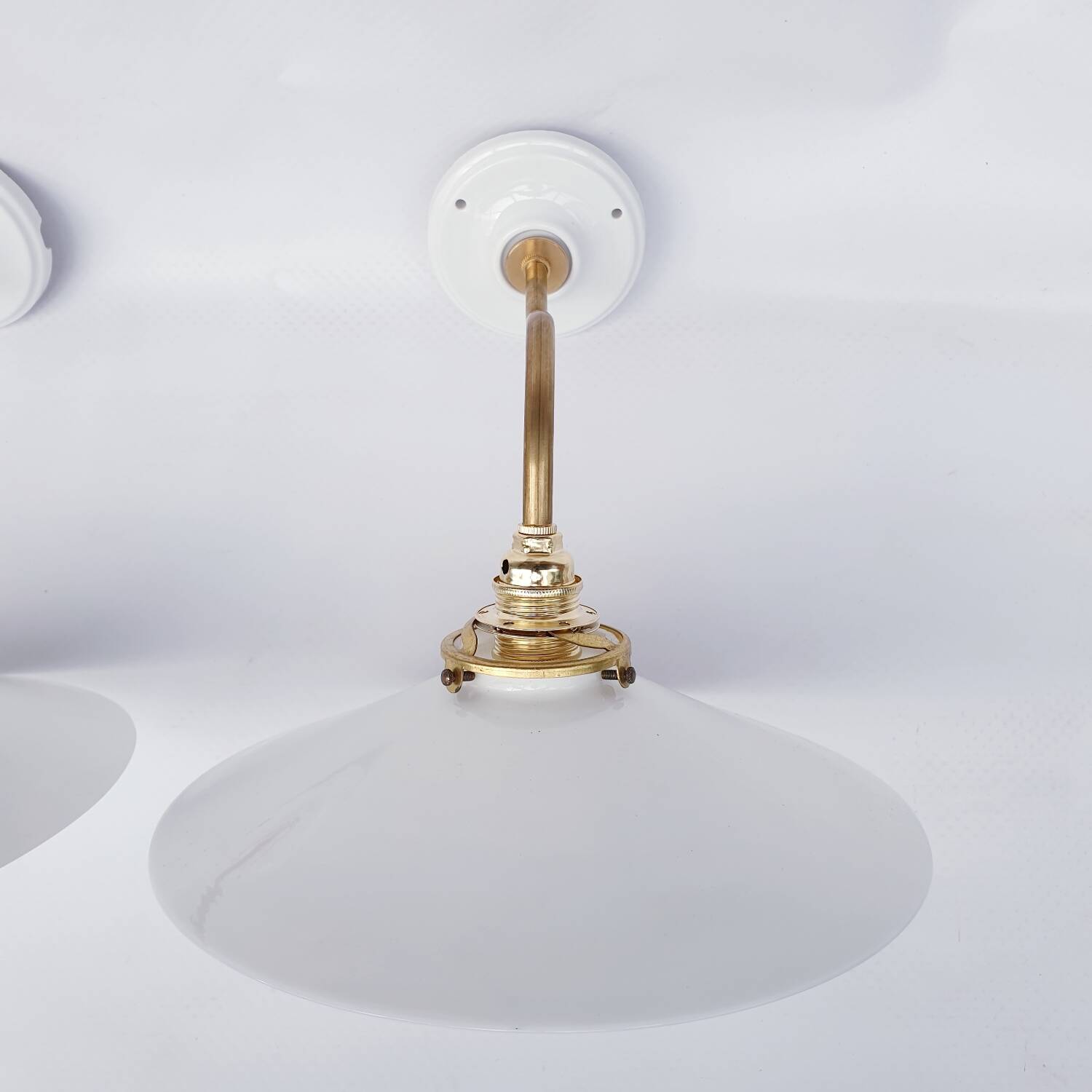 White opaline swan neck wall lights