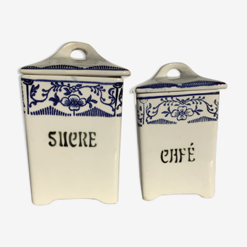2 Spice pots around 1910 St Amand blue décor