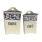 2 Spice pots around 1910 St Amand blue décor