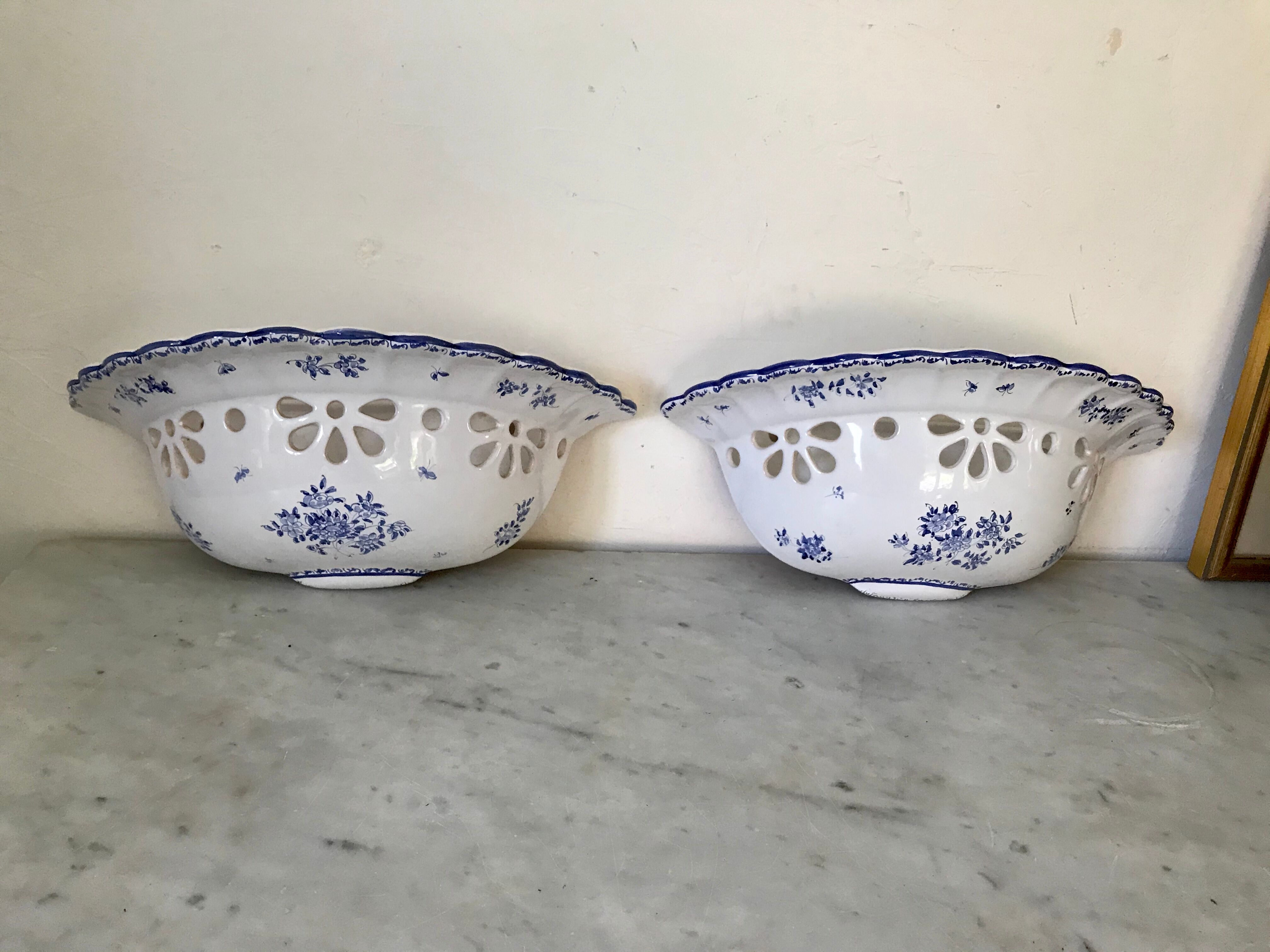 Pair of ceramic moustiers sconces