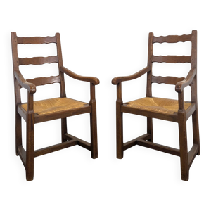 Paire de fauteuils rustiques
