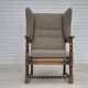 1960s, Scandinavian design, reupholstered high-back armchair, furniture wool, oak wood.