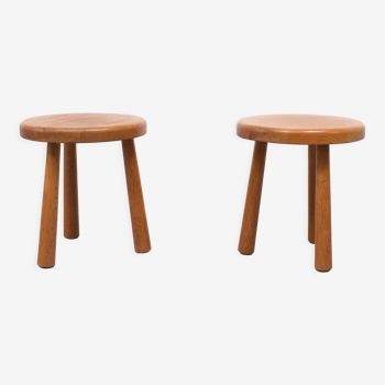 Set oak stools 1960s france