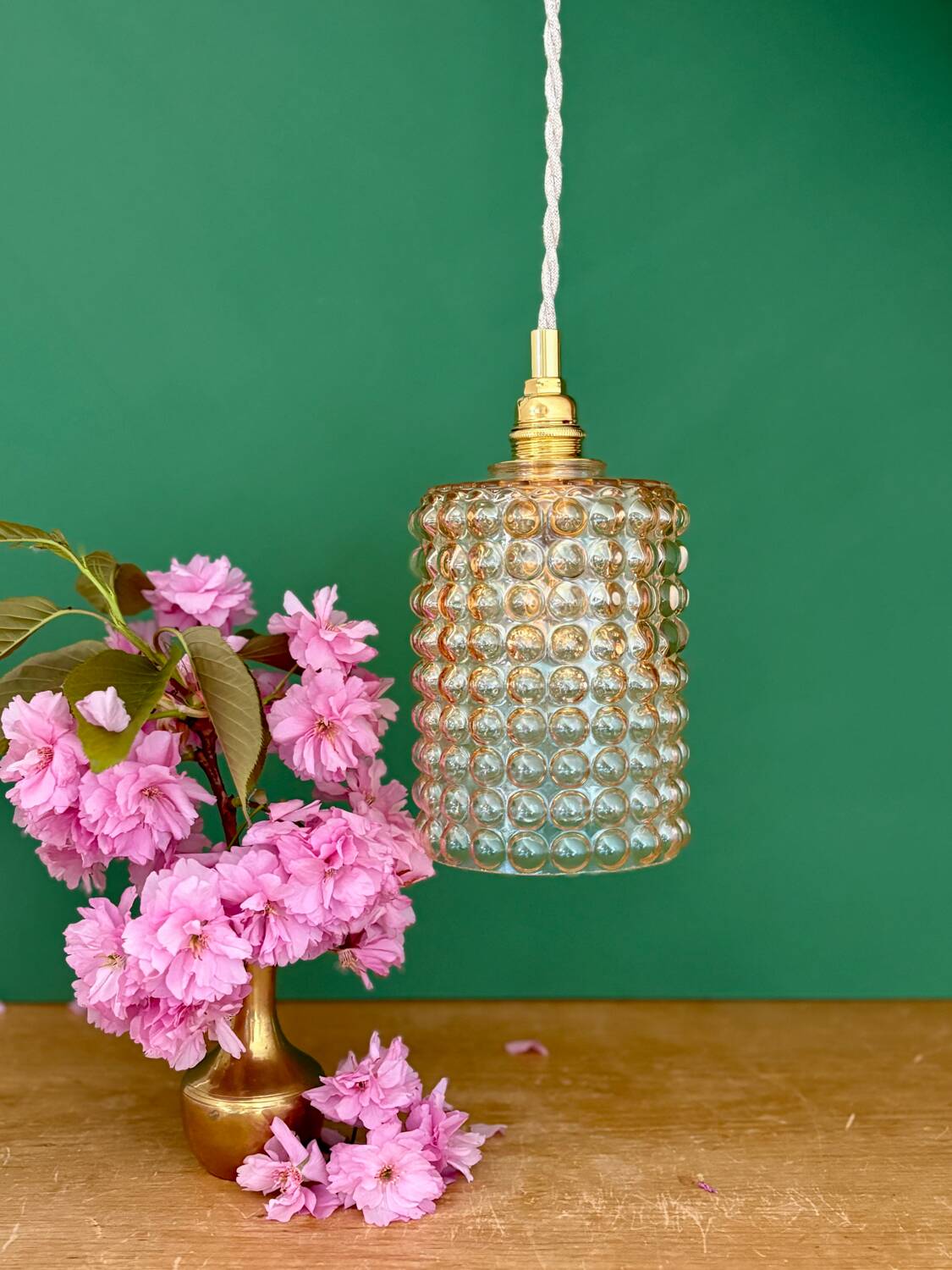 Vintage amber glass bubble suspension globe