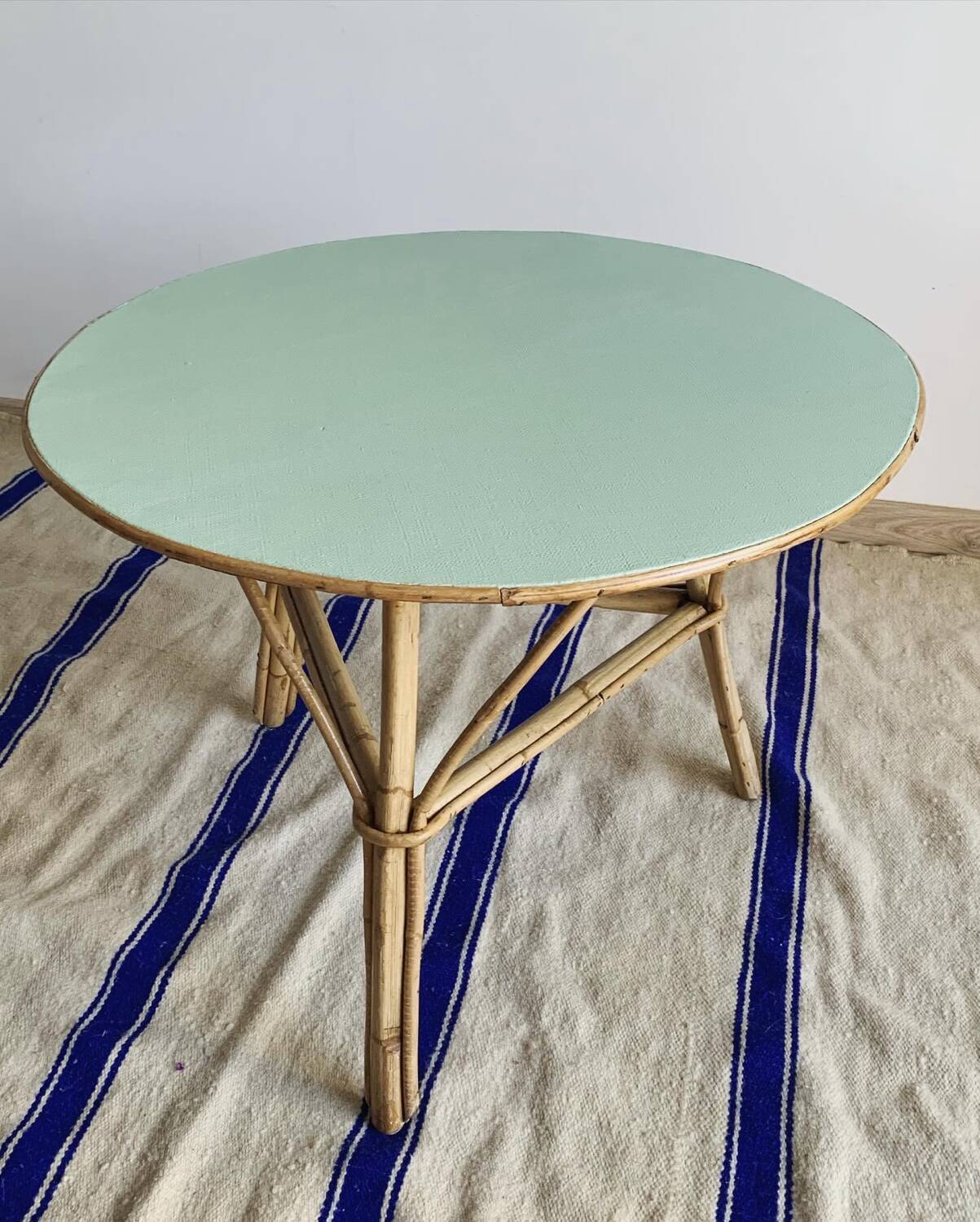 Revamped vintage rattan coffee table