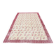 Beige & Burgundy Bordered  Floral Turkish Rug, Neutral Wool Rug, 194x290 Cm