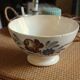Grand Bol sur pied Faïence Digoin Sarreguemines fleurs brun bleu