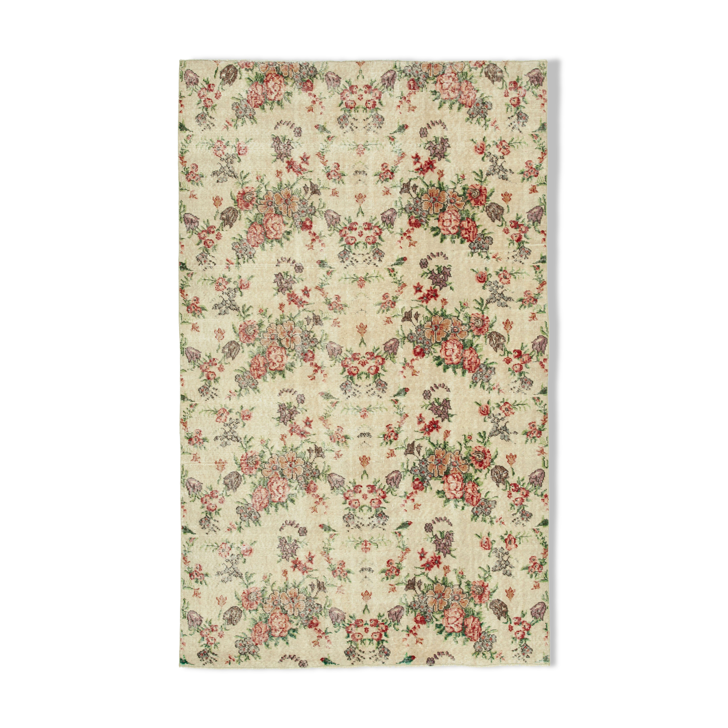 Turkish hand-knotted vintage 1970s beige carpet 157 cm x 255 cm