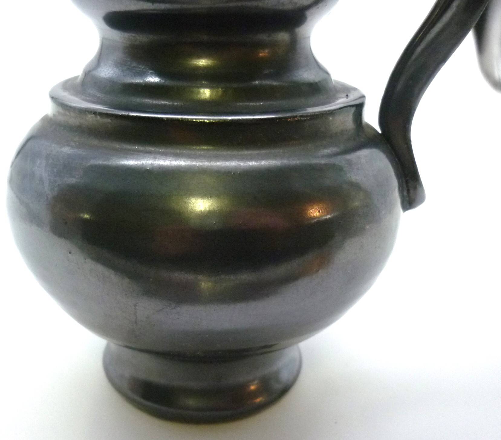 Vase pitcher, glazed ceramic in metallic black signed Jean Marais Vallauris.