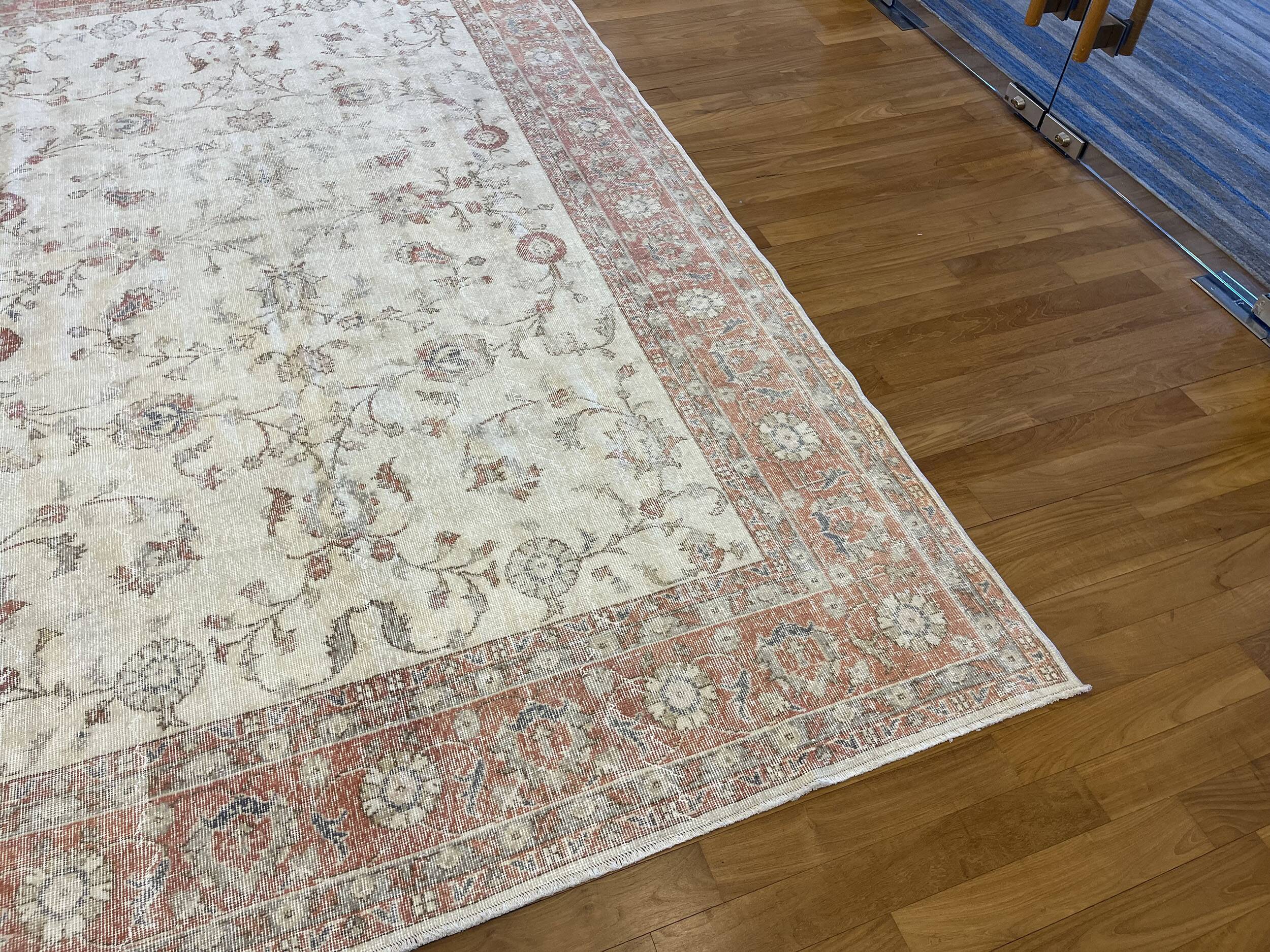 Vintage Large Pastel Carpet with Flowers