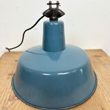 Industrial Blue Enamel Factory Lamp with Cast Iron Top, 1960s