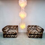 Vintage Capiz shell chandelier pendant lamp