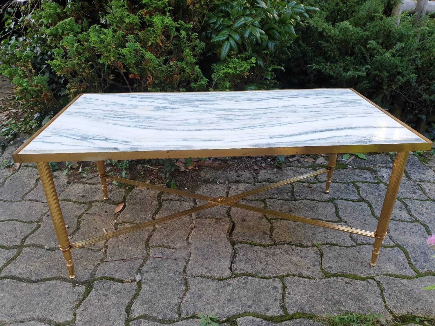 Marble and brass coffee table