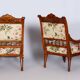 Czech Living Room Set in Beech and Walnut, 1890s, Set of 7