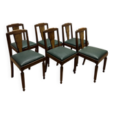 6 Art Deco walnut burl chairs