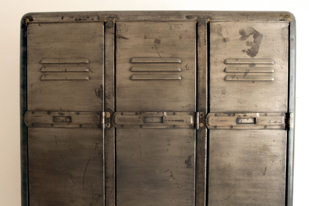 Industrial metal locker room patinated rounded corners