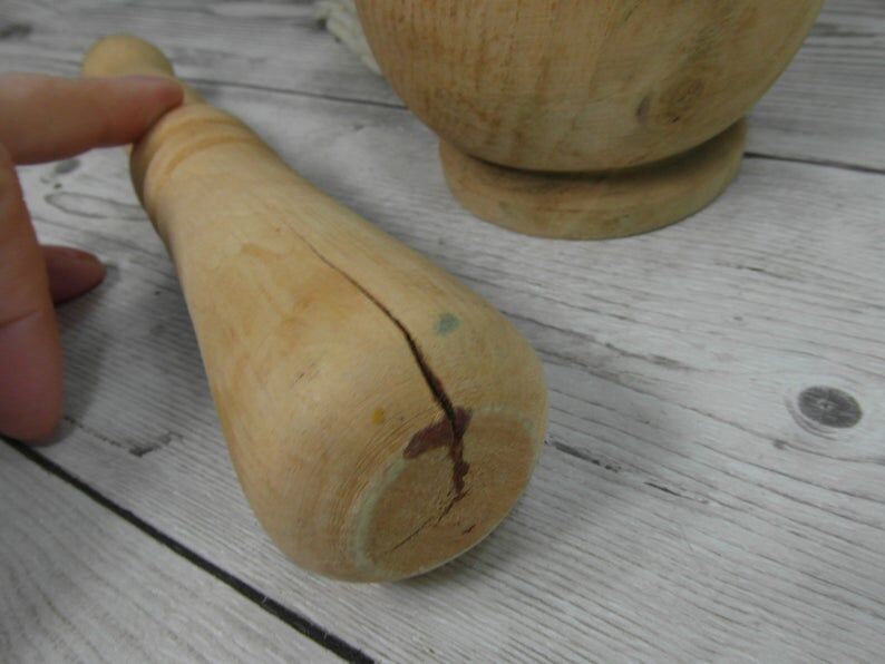 Wooden mortar and pestle
