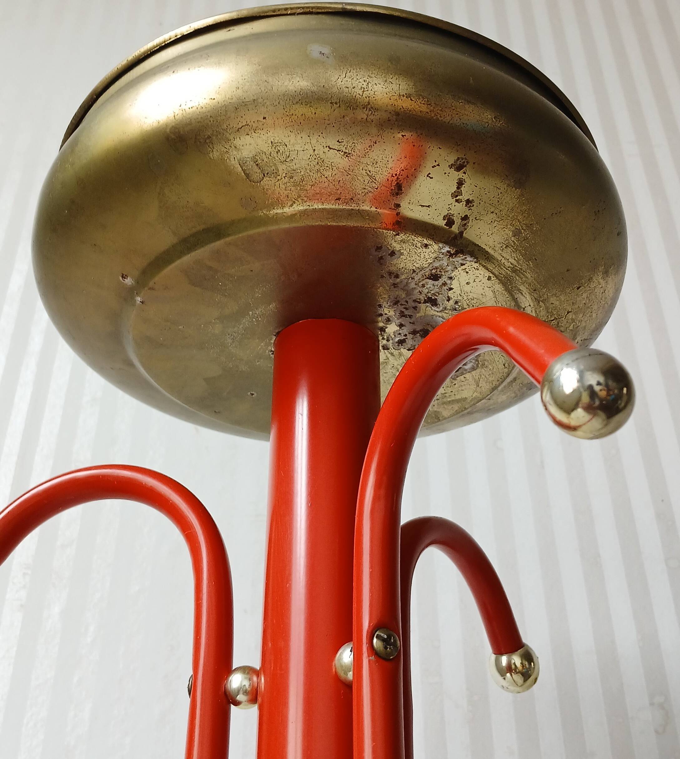 Red & gold metal tripod plant holder