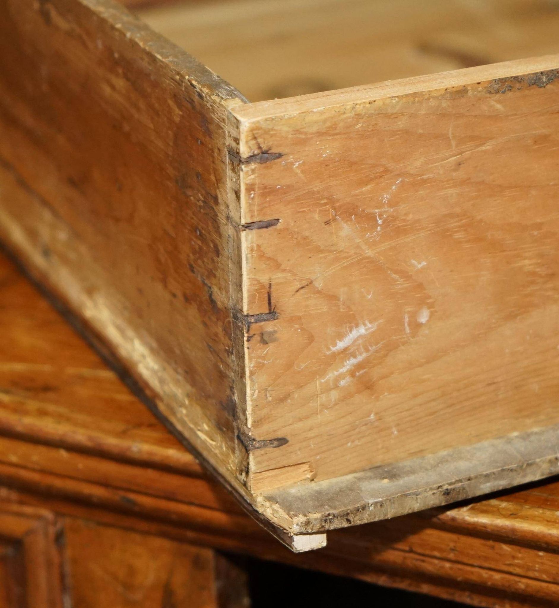 17th Century Antique Oak Commode with Two Rows of Drawers