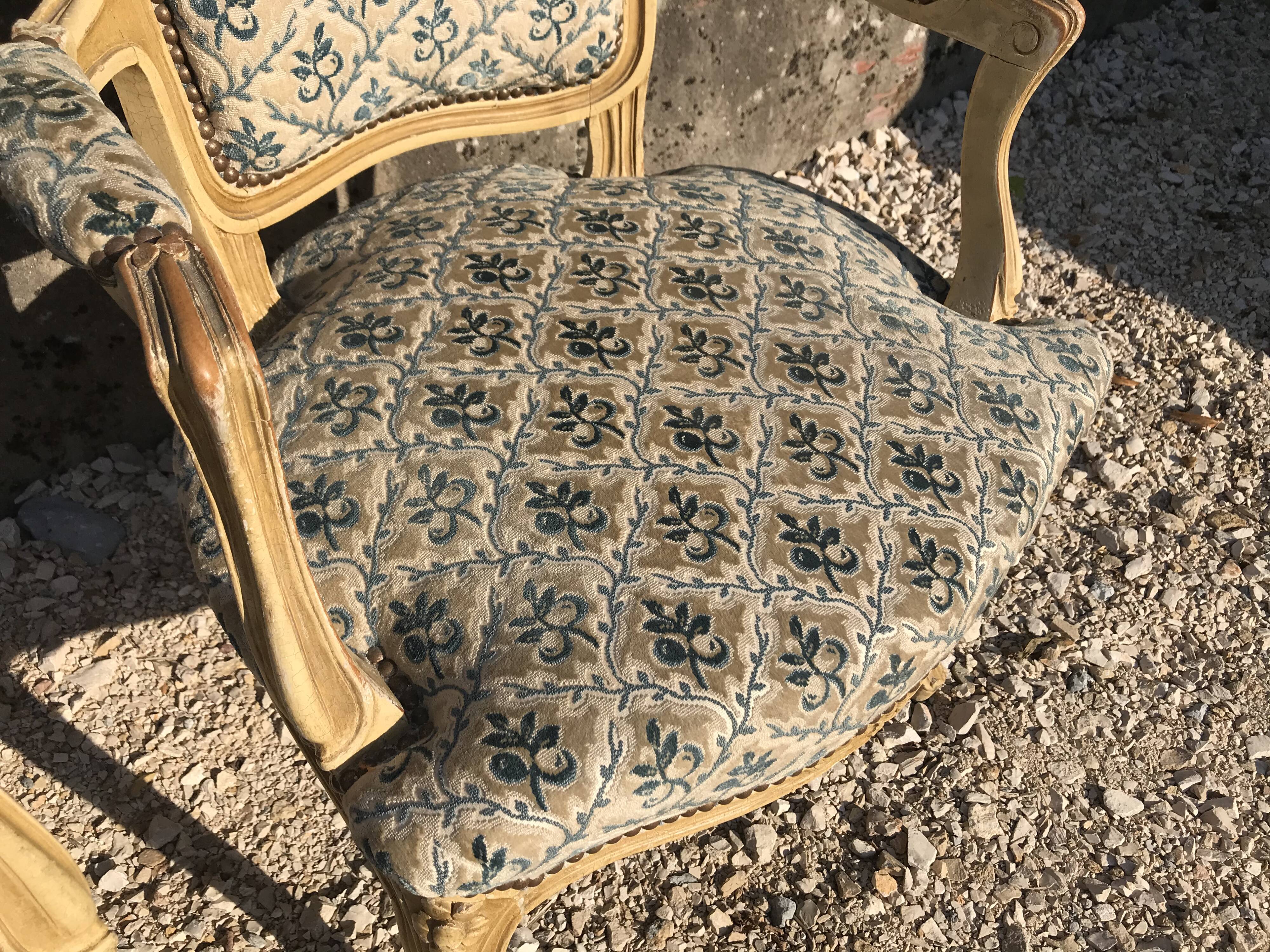 Pair of Louis XV-style convertible armchairs