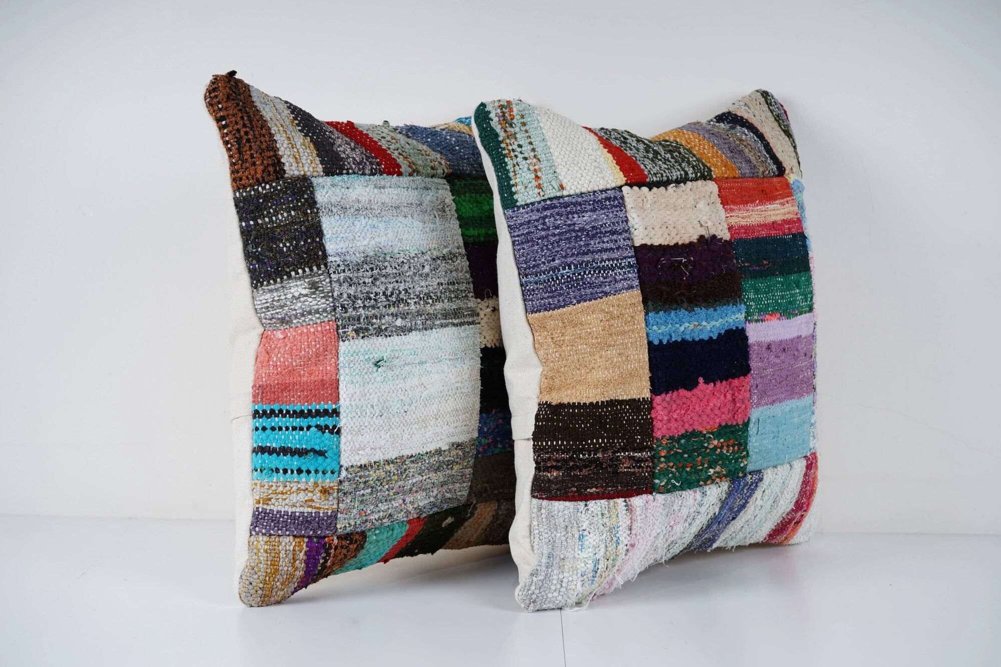 Set of 2 vintage kilim cushion covers 51x51 cm