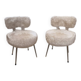 1970s fur armchair pair