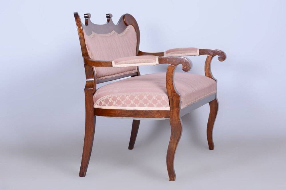 Biedermeier Oak Seating Set in Walnut, Austria, 1840s, Set of 5
