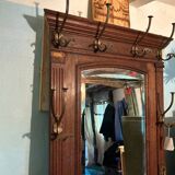 Wooden and brass coat rack