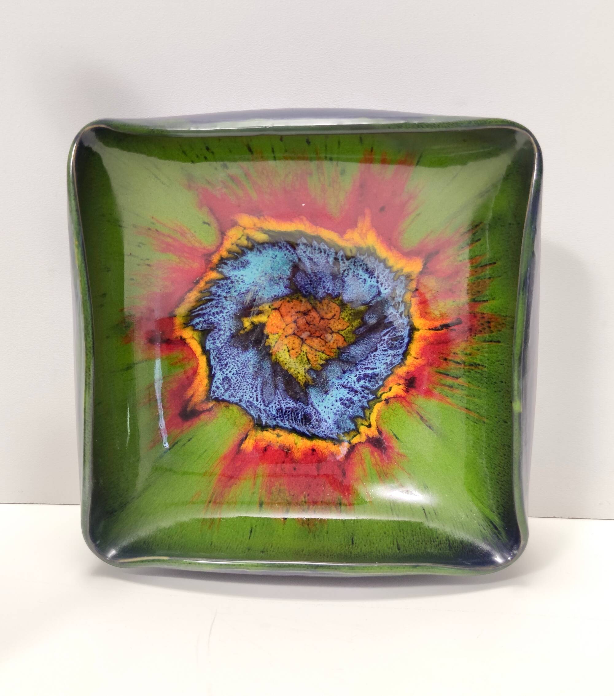 Black and Green Ceramic Vide Poche by Giovanni Poggi for San Giorgio