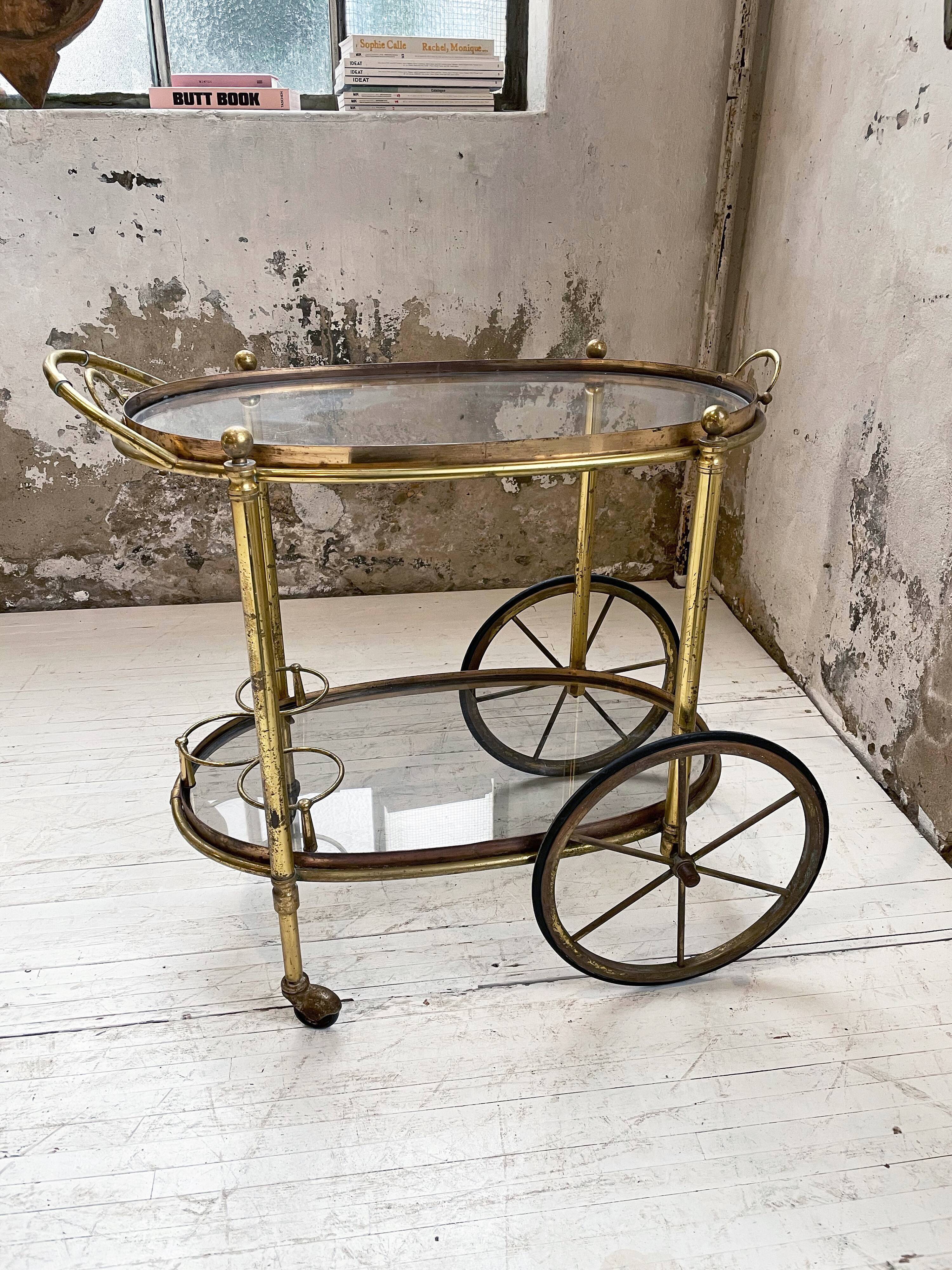 Cart serves brass bar