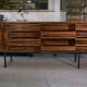 Designer sideboard in Gabonese ebony, 1 door, 12 drawers, 1960s