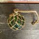 Old Fishing Floater Marine Glass + Vintage Net Rope #D6