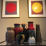Sculptural vase in orange ceramic